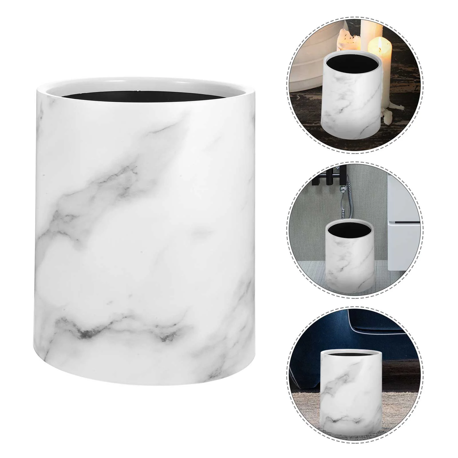 

Garbage Can Marble Waste Bin Container Plastic Office Trash Small Decorate Wastebasket Pp Storage