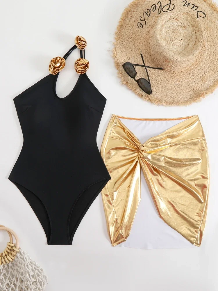Para Praia-Conjunto de traje de baño liso de dos piezas Para mujer, traje de baño Sexy de una pieza, traje de baño femenino, ropa de playa de verano 2025