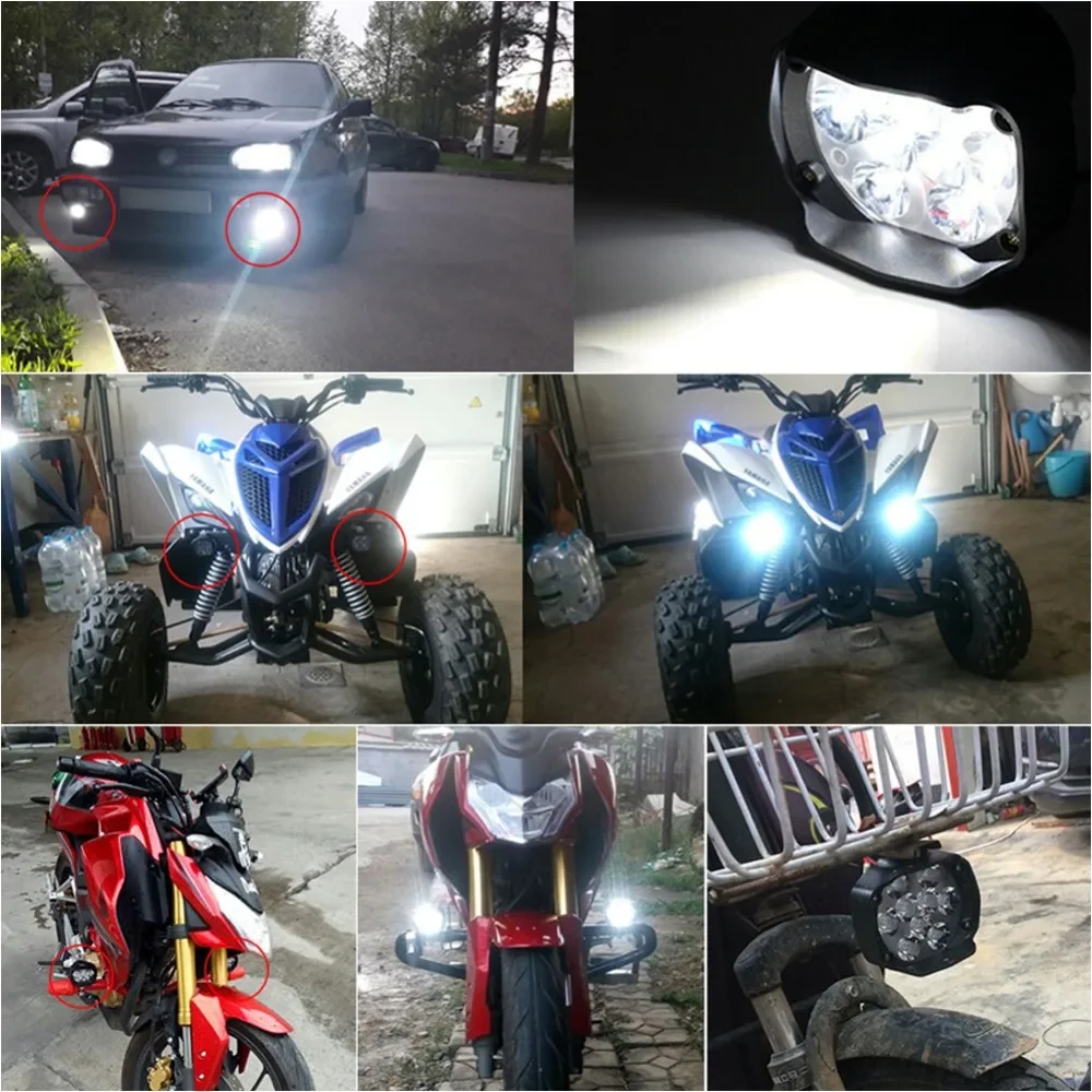 6LED Motorcycles Headlight High Bright Spotlight Waterproof 6500k White Super Bright Fog Lamp Moto Modified Bulbs Accessories