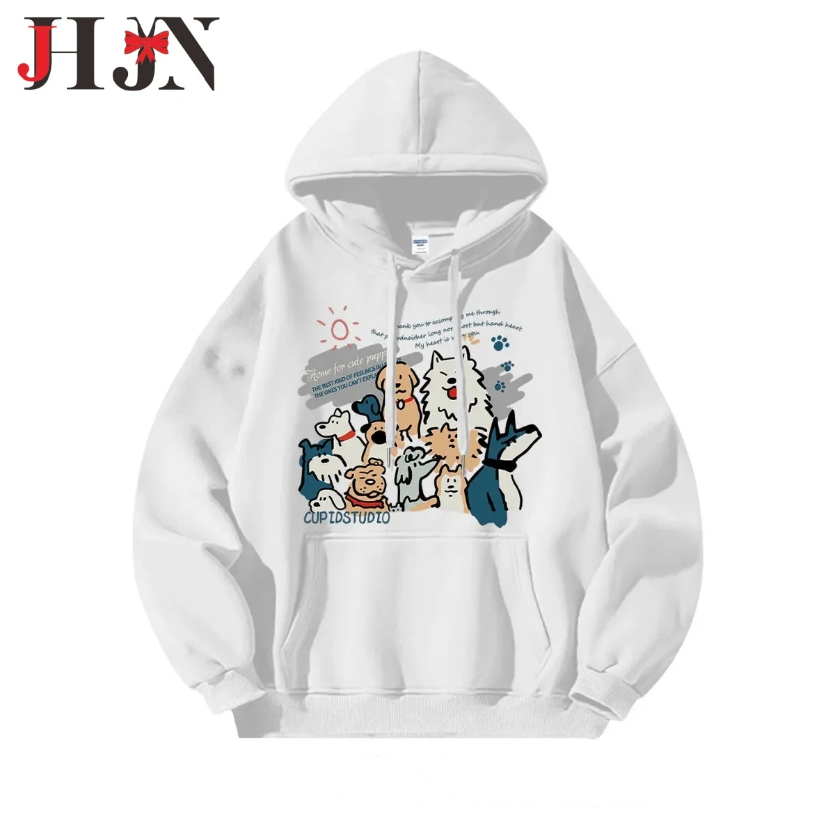 

2024 Trendy Hoodies For Women Solid Color Tops Sweatshirt Cartoon Printing Pullovers Casual Hoodie American Sweet Tops For Girl
