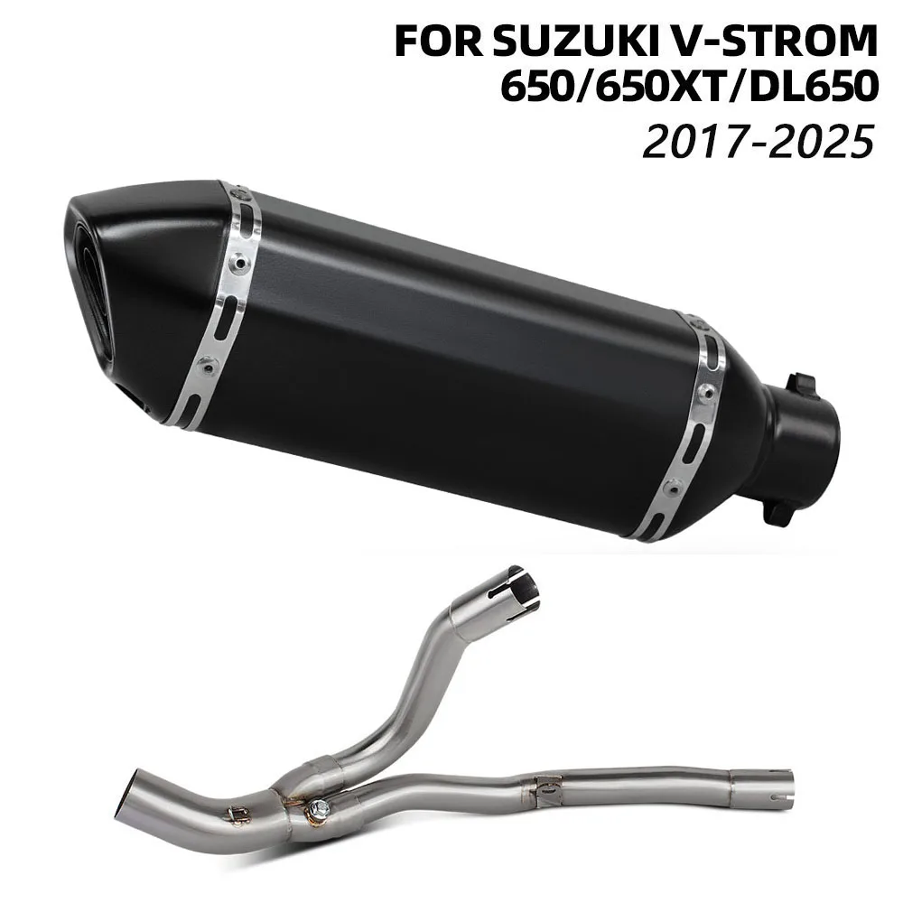 V-Strom 650 Exhaust Muffler For Suzuki DL650 Vstrom 650XT/650 2017-2025 Motorcycle Slip on Line Exhausts Pipe 370MM Tail Tube