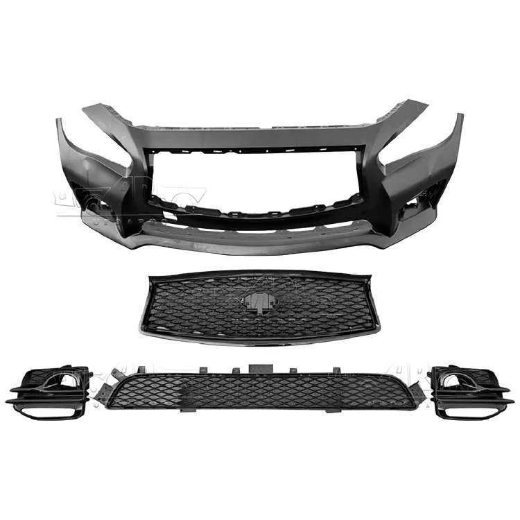 HS New Car Front Bumper Cover Upper Grille Lower Grille Fog Lamp Cover Auto Body Kits For Infiniti Q50 Q50s 2014 2015 2016 2017