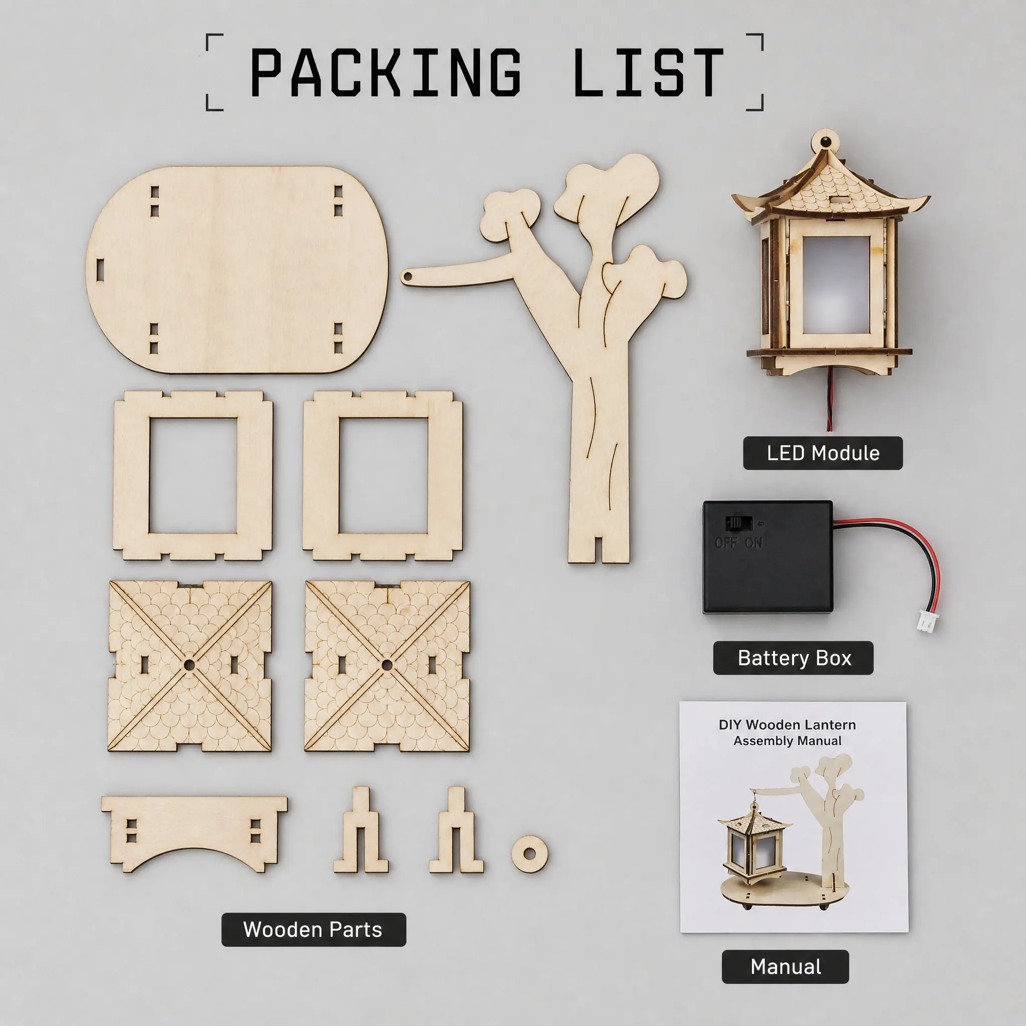 DIY Wooden Desktop Table Lamp Hanging Night Light Science Experiment Kit STEM Educational Toy for Kids Students School Project