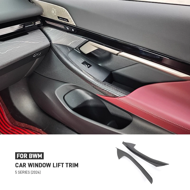 

For BMW 5 Series G60 2024 Real Dry Carbon Fiber Car Window Lift Frame Inner Door Handle Trim Cover Decoration Strip Accessories