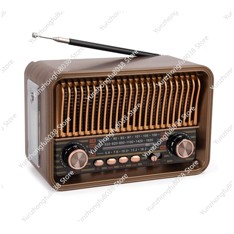 

B37B-Portable FM AM SW Radio Vintage Radio Wireless Bluetooth Speaker With LED Flashlight Support TF Card U Disk AUX