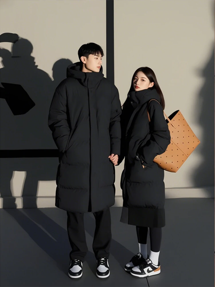 

Unisex Thickened Long down Cotton Jacket Winter Training Outerwear Waterproof Windproof Hooded Mid-Length American Style Poly...