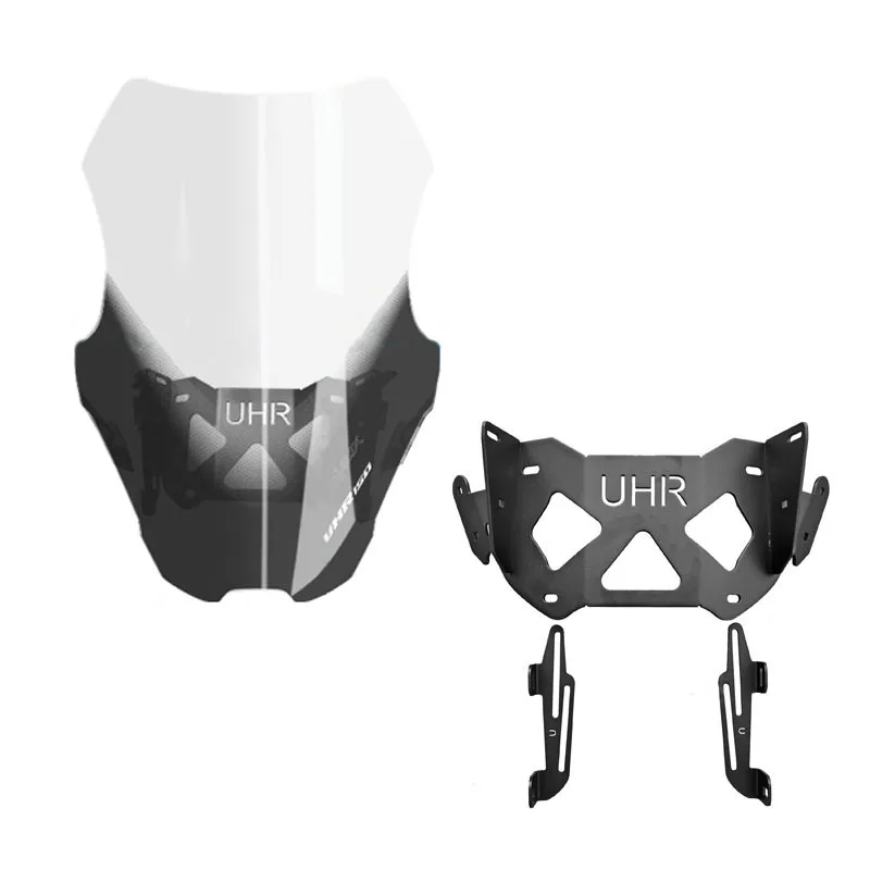 UHR150 Modified Motorcycle Windshield HD Transparent Accessories with Rain Protection Chest and Front Lifting Features