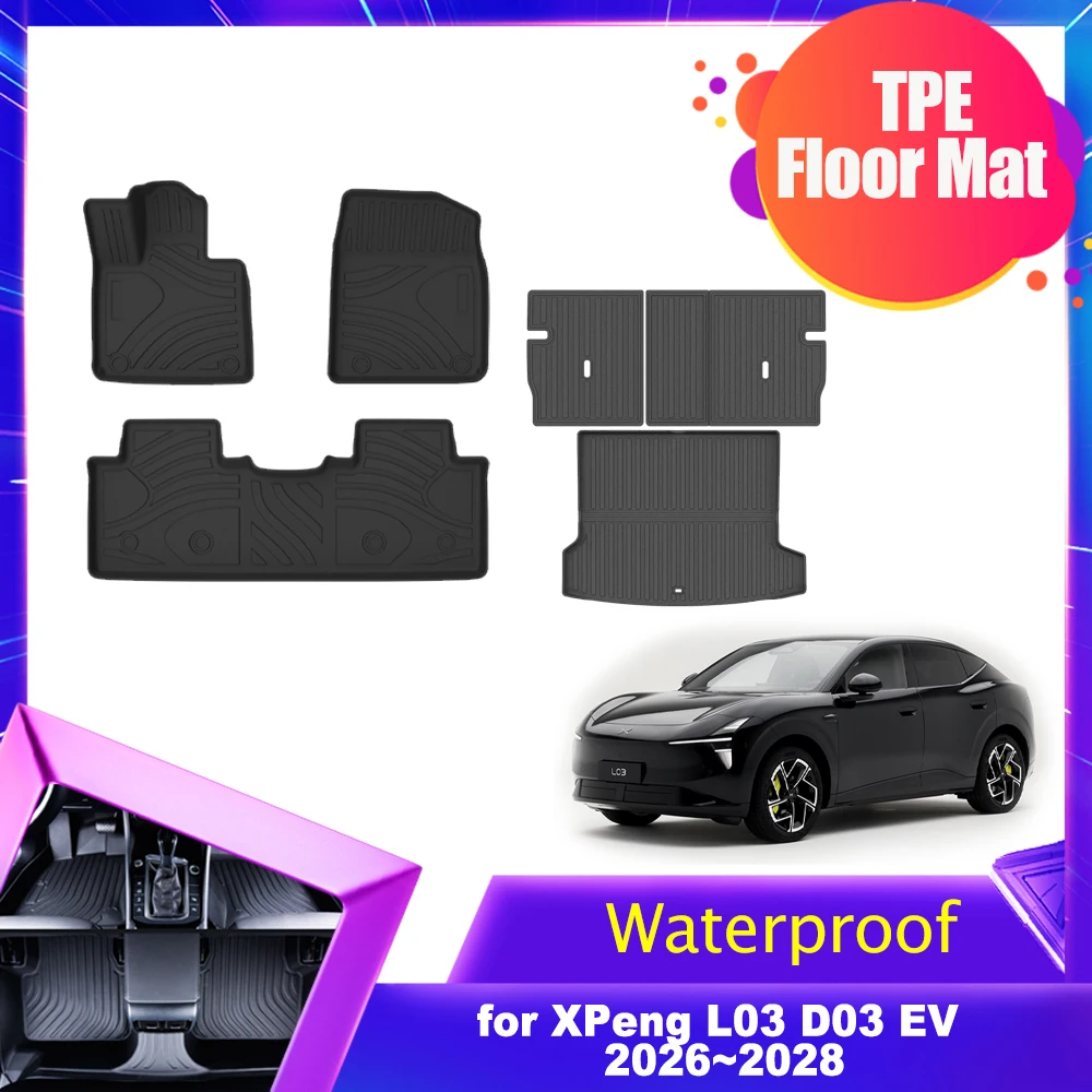 Car Floor Mat for XPeng L03 D03 EV 2026~2028 TPE Interior Liner Trunk Foot Carpet Storage Seat back Pad Waterproof Accessories