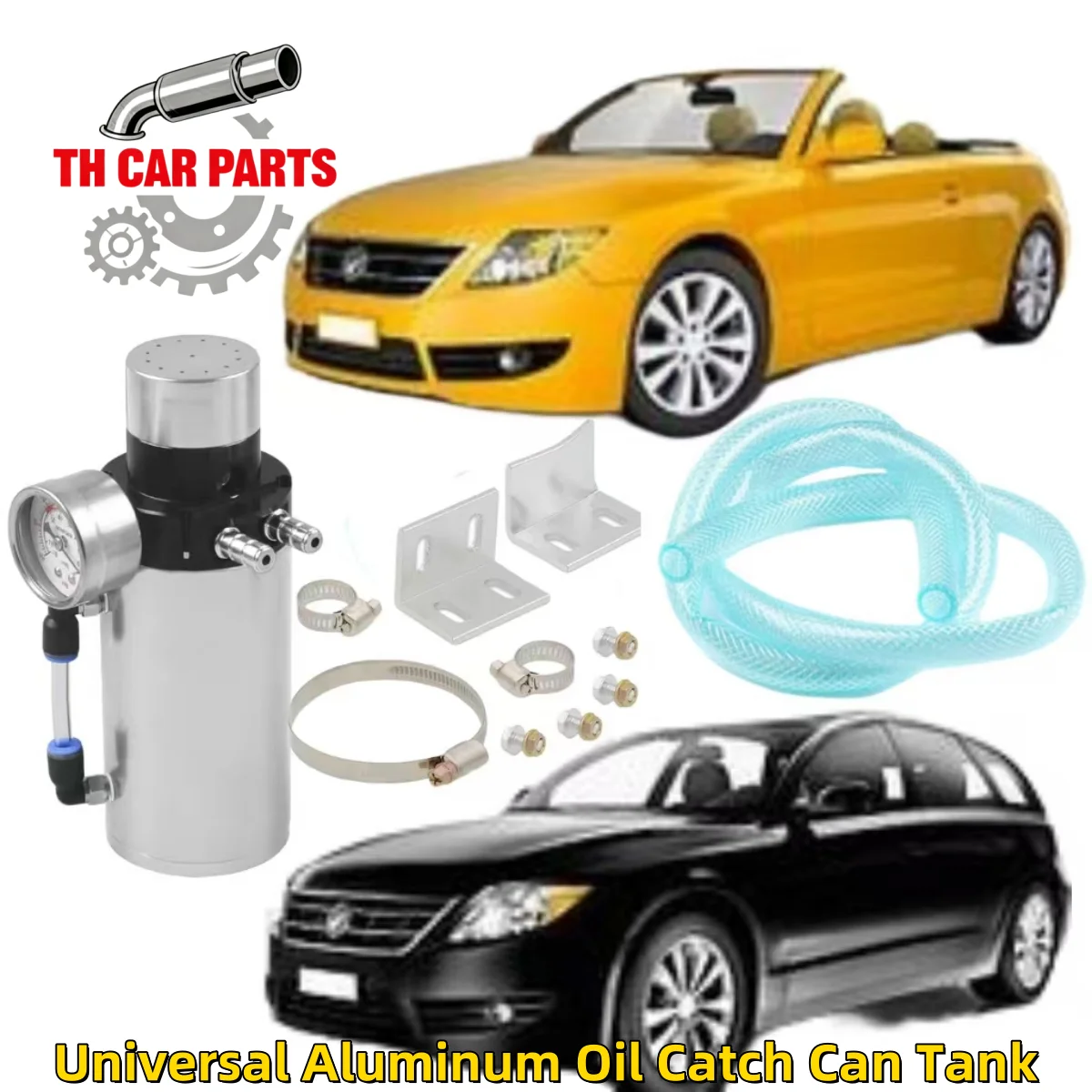 

Универсальный алюминиевый маслоуловитель (бак-резервуар) с манометром в комплекте для повышения производительности автомобиля