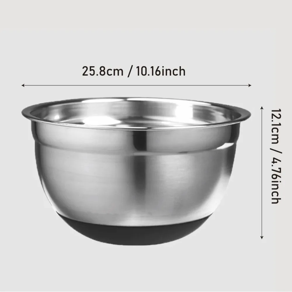 

Stainless Steel Stainless Steel Basins Round Shape Thickened Baking Basins Splash-Proof Cover Silicone Bottom Household Basins