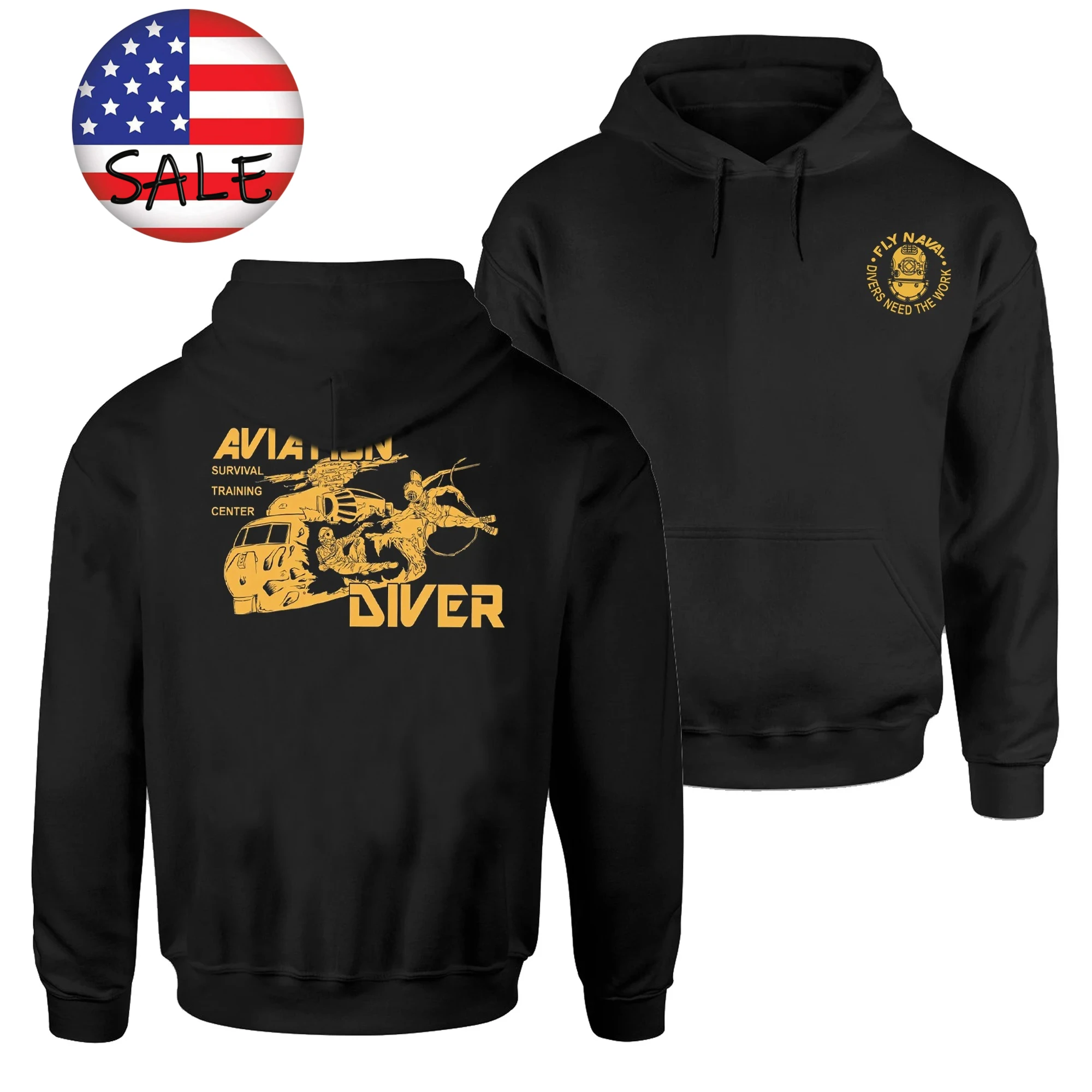 

US Naval Fly Dive Aviation Diver Pullover Hoodie New 100% Cotton Comfortable Casual Mens Sweatshirts Military Style Streetwear