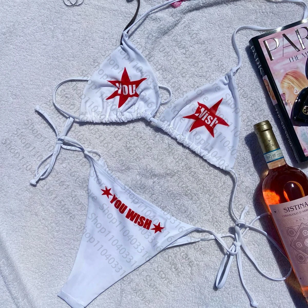 Fashion Sexy Bikini Set Swimsuit Y2k style letter Print Bikini Set Sexy Thong Swimsuit Two Pieces Bathing Suit Punk Gothic