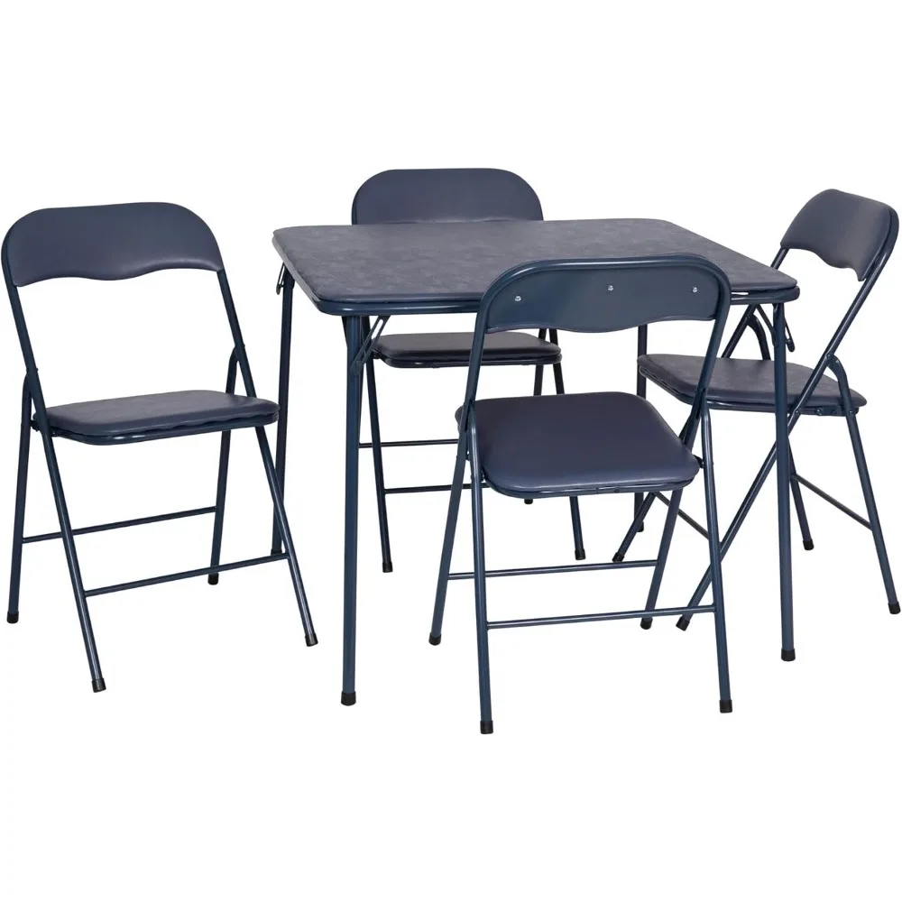 

5-Piece Folding Card Table and Chairs Set, Portable Event Table and Chairs Set for Indoor and Outdoor Gatherings, Navy