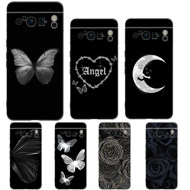 

Gothic Style Black Lip Phone Case For Google Pixel 9 8 7 6 Pro XL 8A 6A 7A 5G Soft Shockproof TPU Black Cover Fundas
