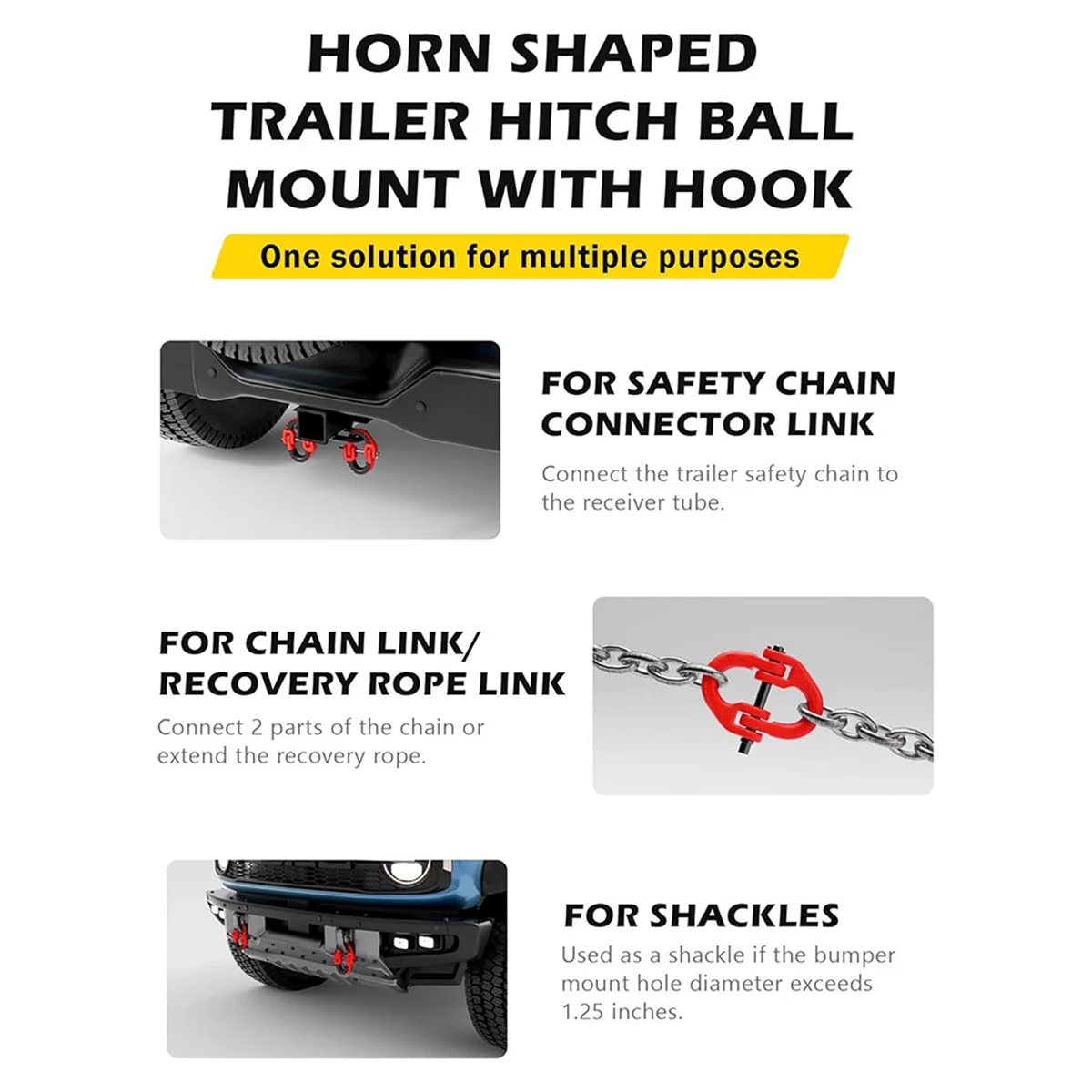 ABNJ Safety Chain Connector Link, 1/2IN Tow Hitch Hammerlock Coupling Link, 2 Pack G80 Alloy Steel Tow Chain Connector Black