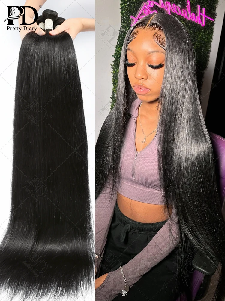 Osso Straight Cabelo Humano Weave, trama dupla, 100% Remy, extensões cruas, Natural, Pacotes longos, 30 ", 1 Pc, 3 Pcs, 4 Pcs