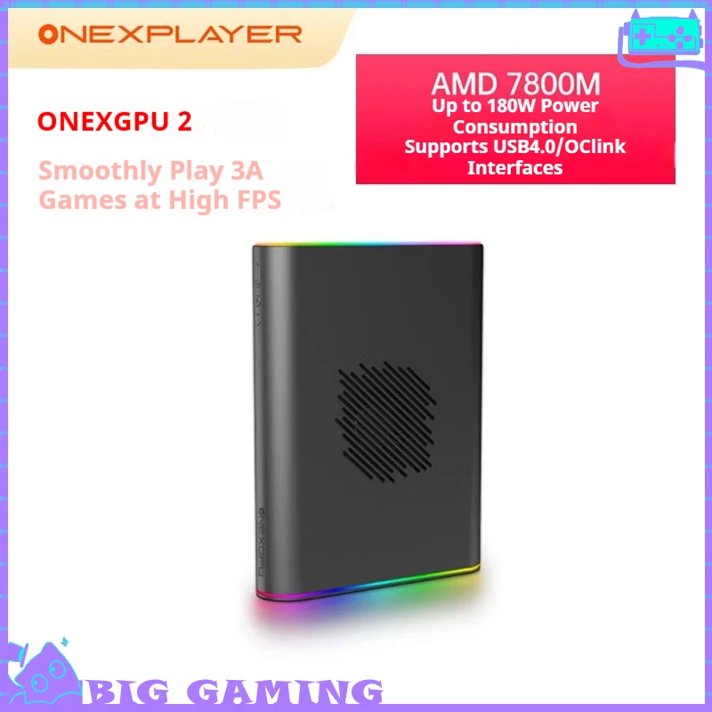 OneXPlayer ONEXGPU 2 Portable External GPU AMD 7800M 12GB GDDR6 USB4 OCuLink Thunderbolt eGPU Dock for Laptop Handheld Gaming PC
