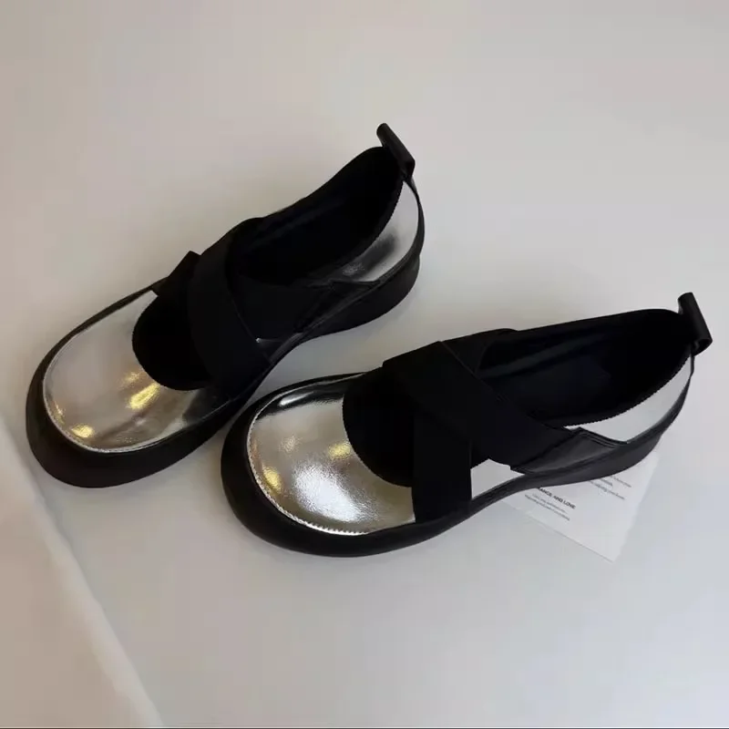 

Women's Flat Shoes Round Toe Elastic Band Sponge Cake Base Women's Vulcanize Shoes Leisure One Kick Concise Zapatillas De Mujer
