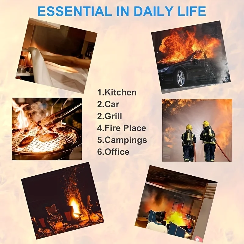 2 قطعة بطانية حريق المحمولة 1 متر × 1 متر مقاومة للحريق مقاومة للحرارة غطاء مأوى للطوارئ للمنزل المطبخ سيارة التخييم بقاء السلامة #3