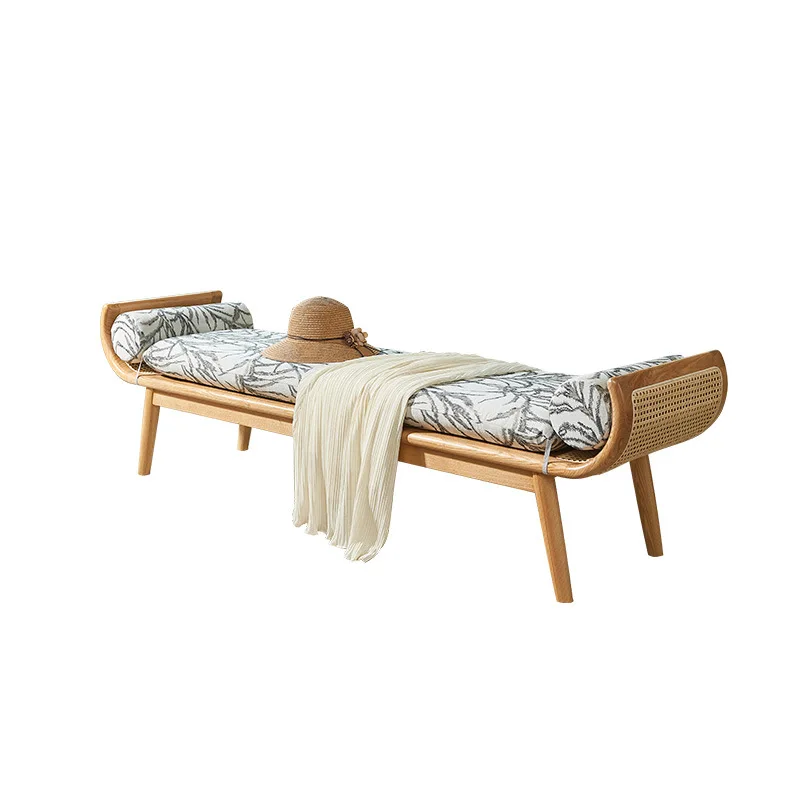 

shoe change bench at the door, wabi-sabi wind simple rattan dining stool, bedside stool, bedroom and dining room bench