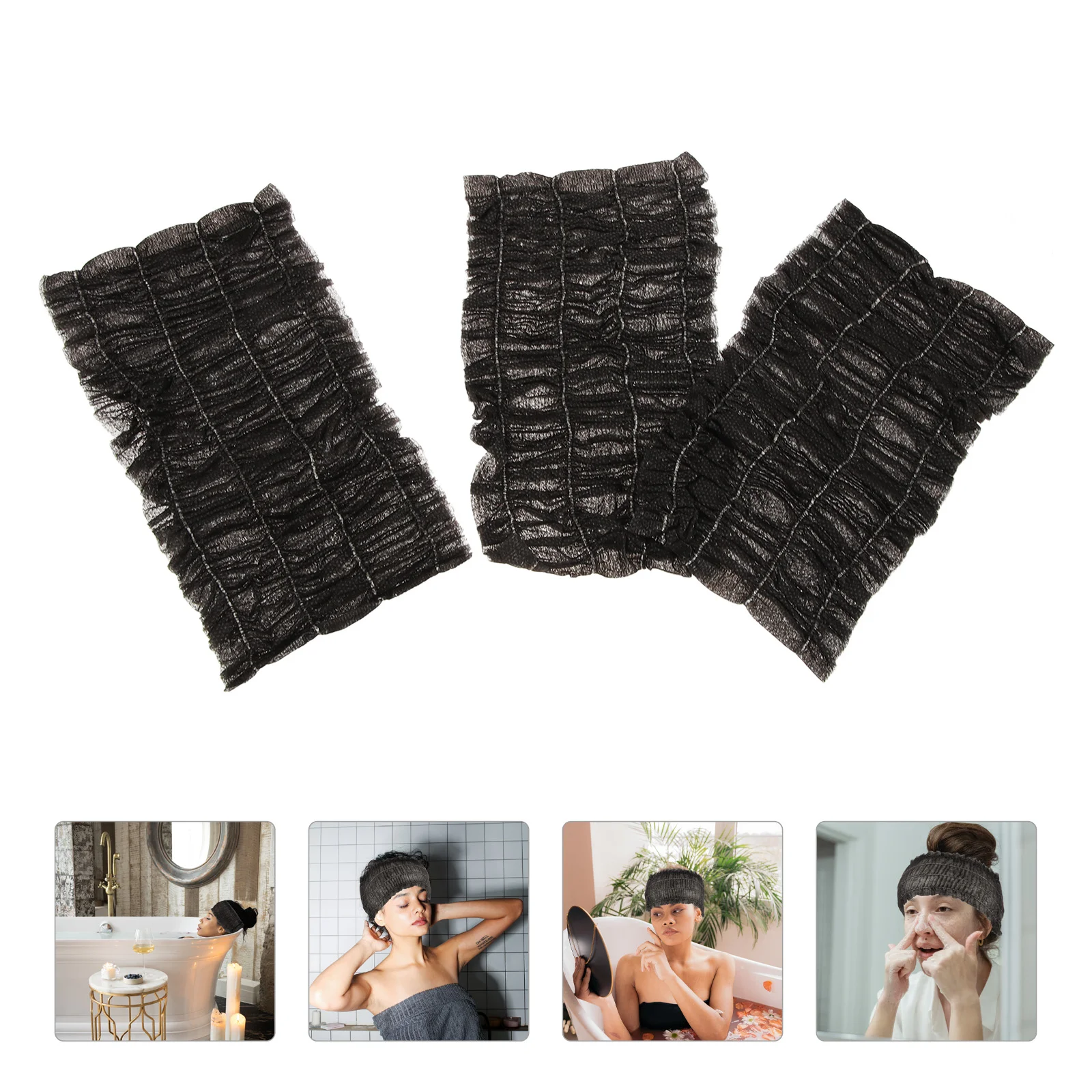 

100 Pcs Head Band Hair Bands Disposable Tie for Skin Care Spa Facial Headband Face Wash Black Makeup Miss Women's
