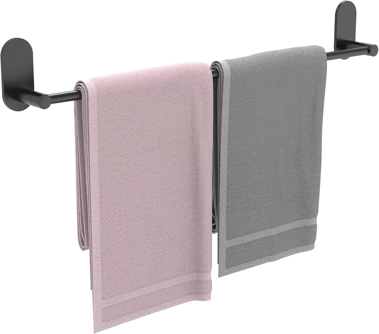 Self-Adhesive Modern Stainless Steel Towel Rack Eco-Friendly Heavy Duty No-Drill Bathroom Kitchen Cabinet Mount Matte Black