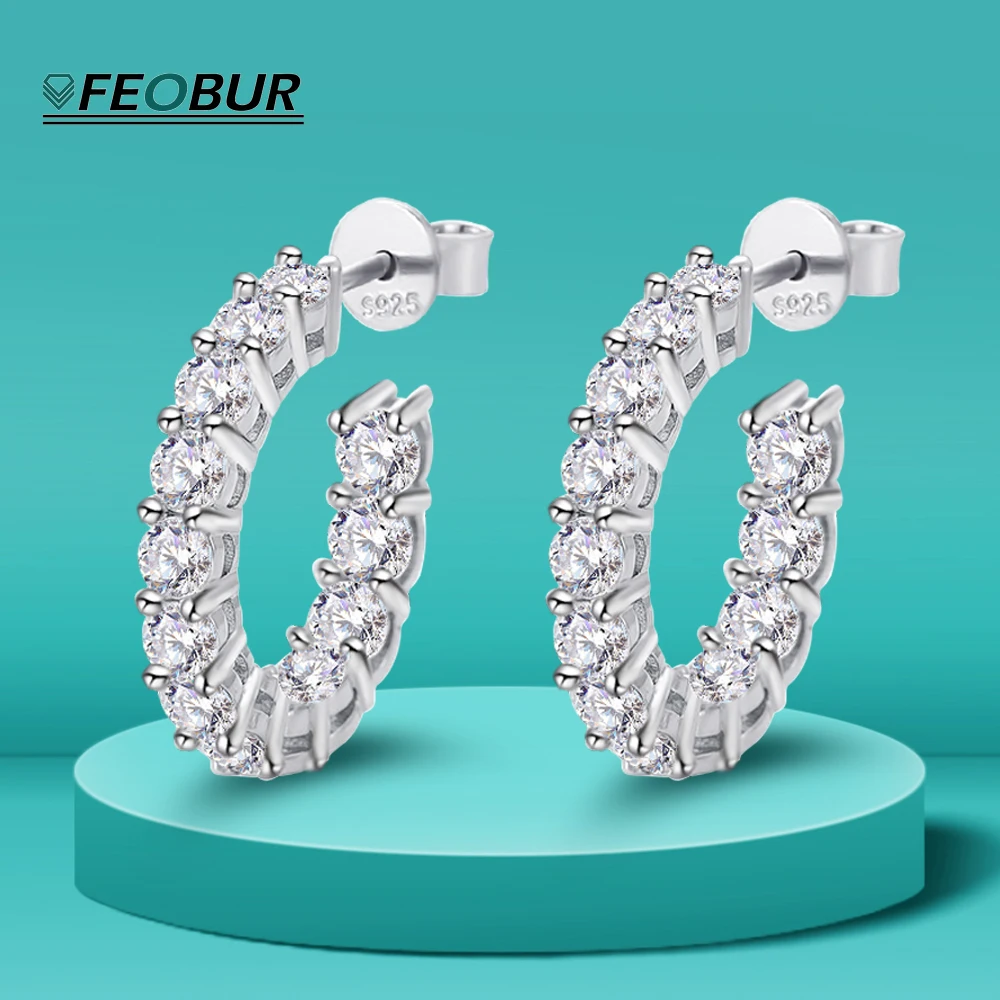 

D VVS1 2.6 Carat Full Moissanite Hoop Earrings for Women 925 Sterling Silver Plated 18K Gold Earrings Wedding Party Jewelry gift