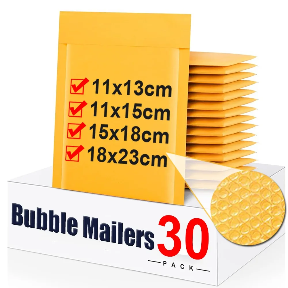 

30/10PCS Kraft Bubble Mailers Envelopes Bags Seal Adhesive Shipping Bag Waterproof Mailing Envelopes for Business Gift Packaging