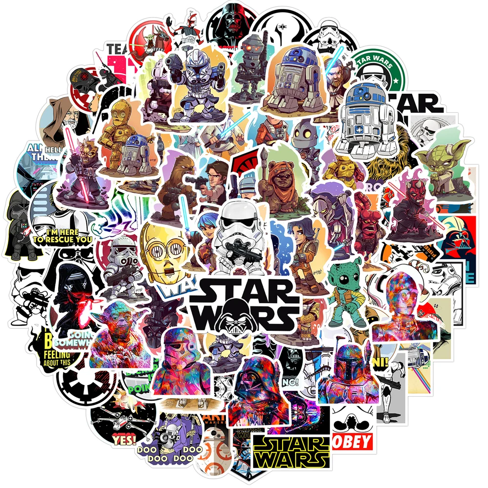 50/100PCS Disney Cool Star Wars Cartoon Sticker DIY Diary Laptop Luggage Skateboard Graffiti Decals Fun for Kid Toys