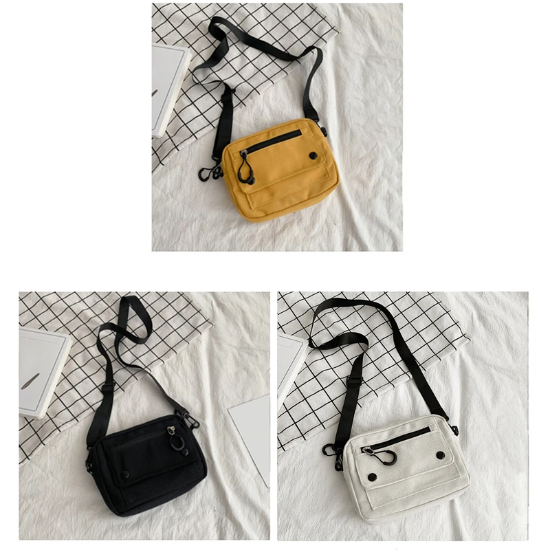 Canvas Crossbody Bags Youth Fashion Casual Large Capacity Ladies Shoulder Bag Solid Color Women Messenger Bag