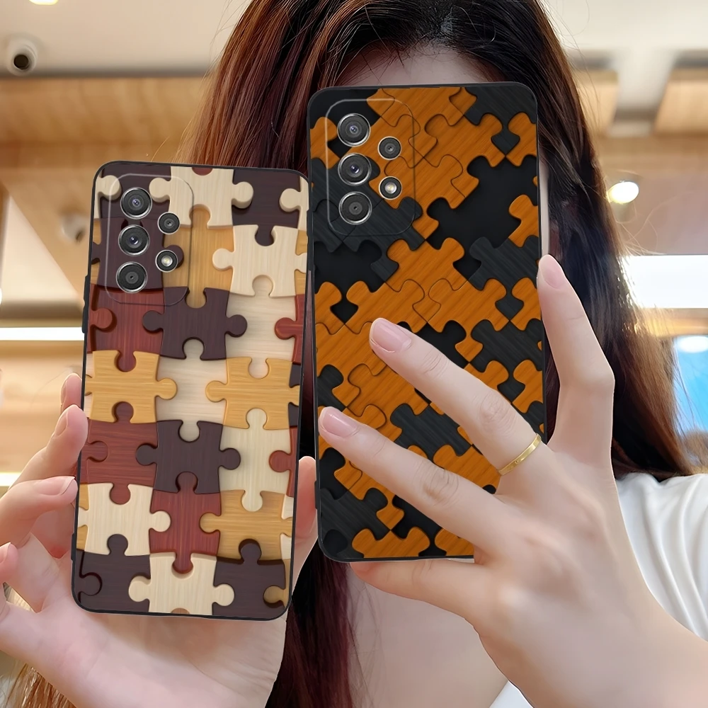 Puzzle Pretty Fashion Mobile Cell Phone Case for Samsung Galaxy A91 73 71 70 54 53 52 34 24 23 21 S 5G Black Phone Cover Shell