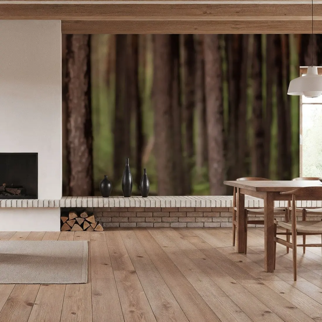 Custom Dark Pine Forest Nature Wallpaper Made to Measure Wall Mural