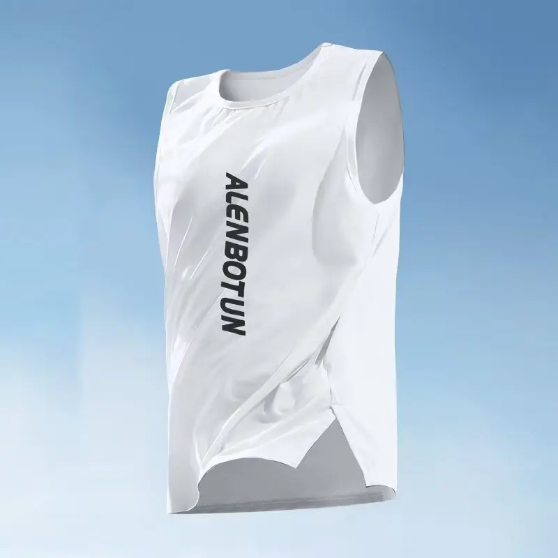 Running speed dry vest men's sleeveless sports t-shirt summer ice silk fitness basketball training shoulder multi color selectio