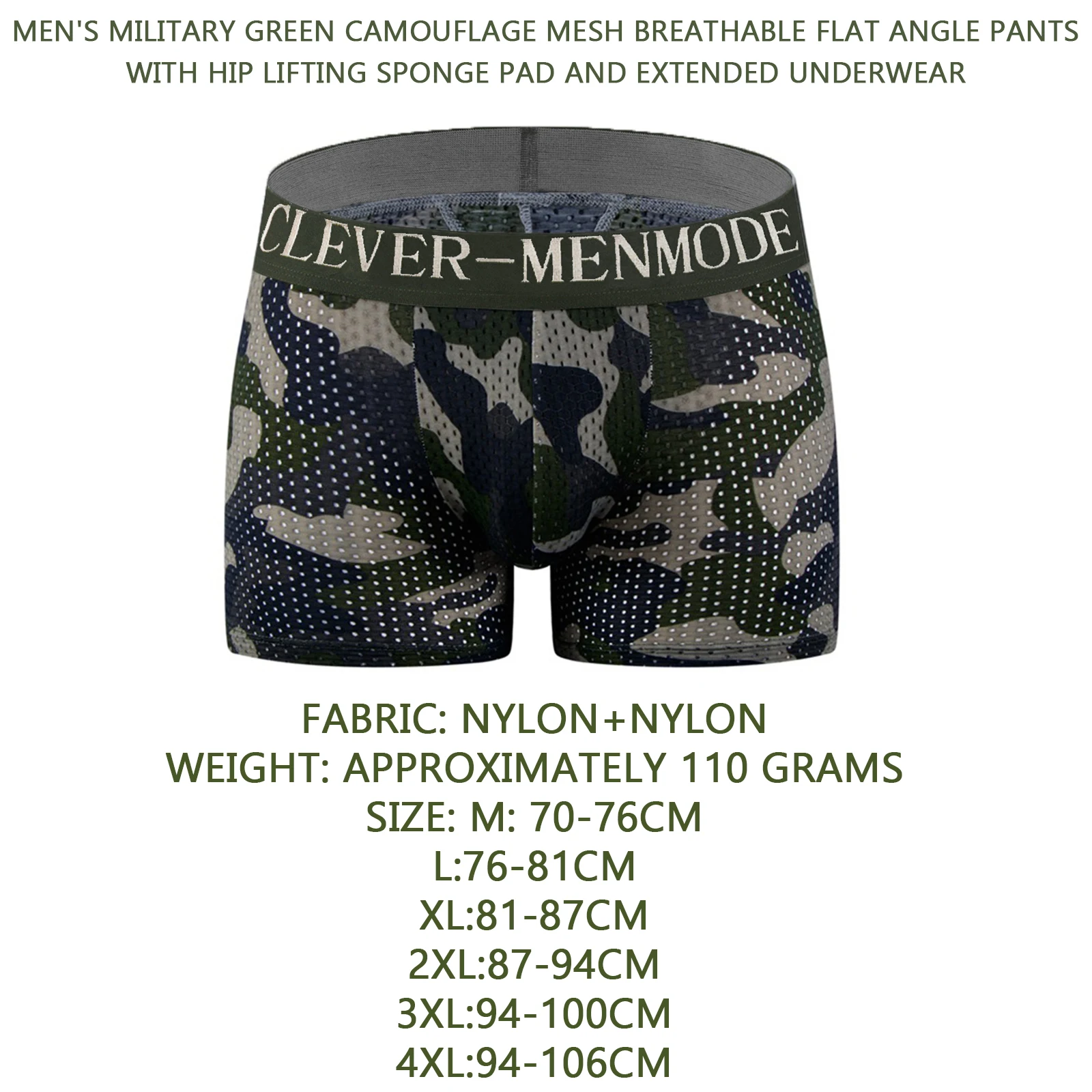 Sexy Men Padded Underwear Mesh Buttocks Lifter Butt Push Up Shaper Shorts Trunk Underpants Enhancer Hip Panties Breathable