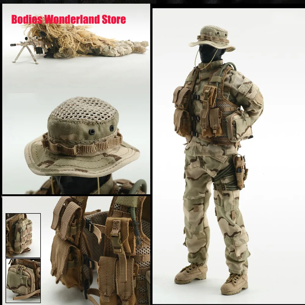 

1/6 Male Solider Special Combat Sniper Suit Ratio Sansha US Military Desert Camouflage Clothes Set for 12 inches Action Figure