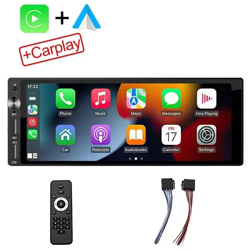 To IPS 6.9 Inch 1Din Carplay Android Auto Car Radio Multimedia Video MP5 Player 1 Din No DVD with Bluetooth Stereo USB Charging