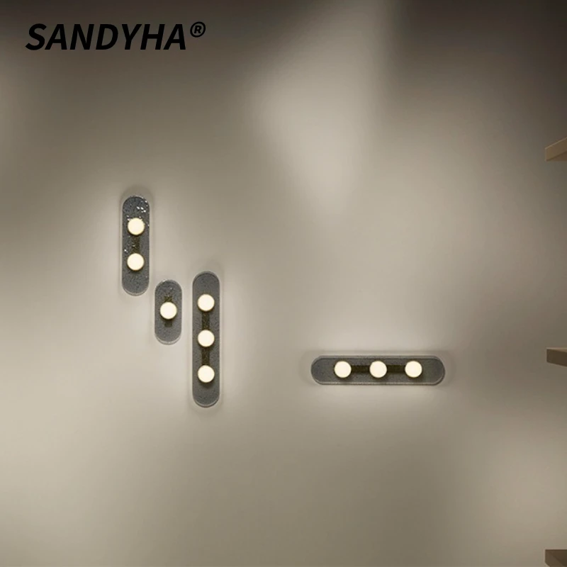 

SANDYHA Modern Wall Lamp Glass Strip Background Wall Light LED Lighting Fixture For Bedroom Living Room Staircase Coffee Decor