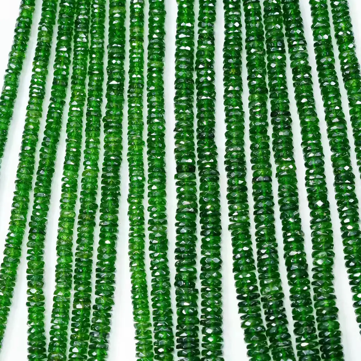 20cm 6A Natural Diopside Faceted Roundelle Loose Beads 3-7cm for Jewelry Making Necklace FPPJ Wholesale
