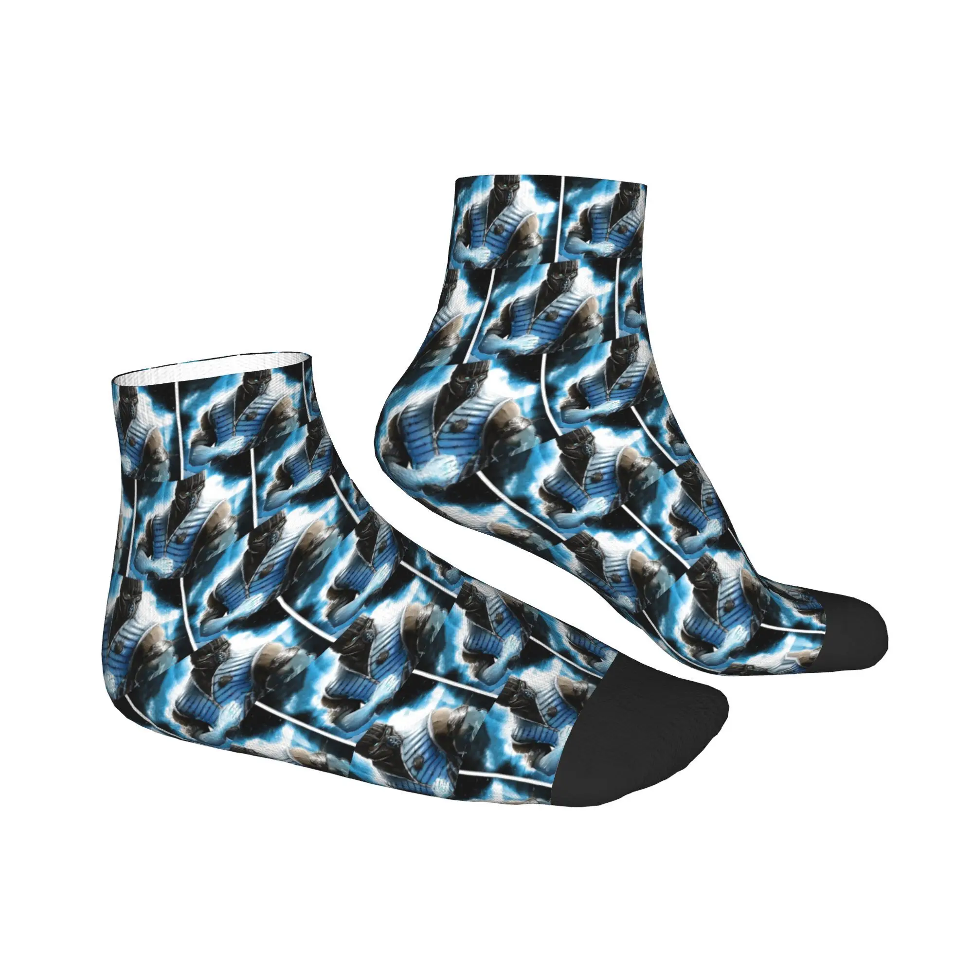 Todas as estações mortal kombat sub-zero meias harajuku absorção de suor esporte meio tubo meias macias engraçadas para homem wome