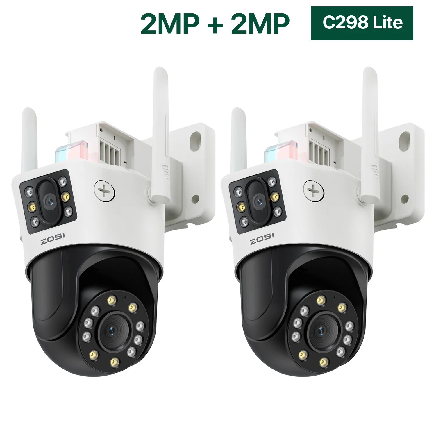 ZOSI C298 8MP / 4MP Dual-Lens Bekabelde WiFi PTZ-beveiligingscamera Buiten Groothoek 8X hybride zoom AI-detectie 360-bewakingscamera