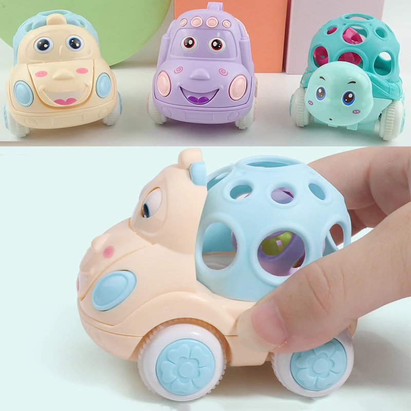 6 12 Month Kids Crawling Sensory Rattle Baby Push and Go Truck Roll Car Rattle Toys Newborn Early Development Teething Car Toys