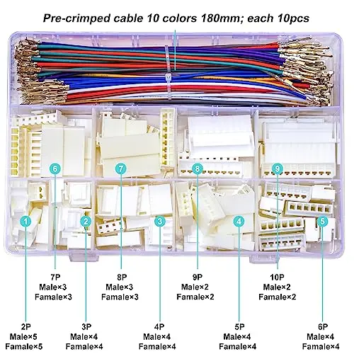 JST Connecteur Kit 3.96mm Pas JST-VH 3.96 Mâle Femelle Connecteur avec 20AWG Pré-Serti Directions, VH 3.96mm Connecteur (VH-ressing-Kit)