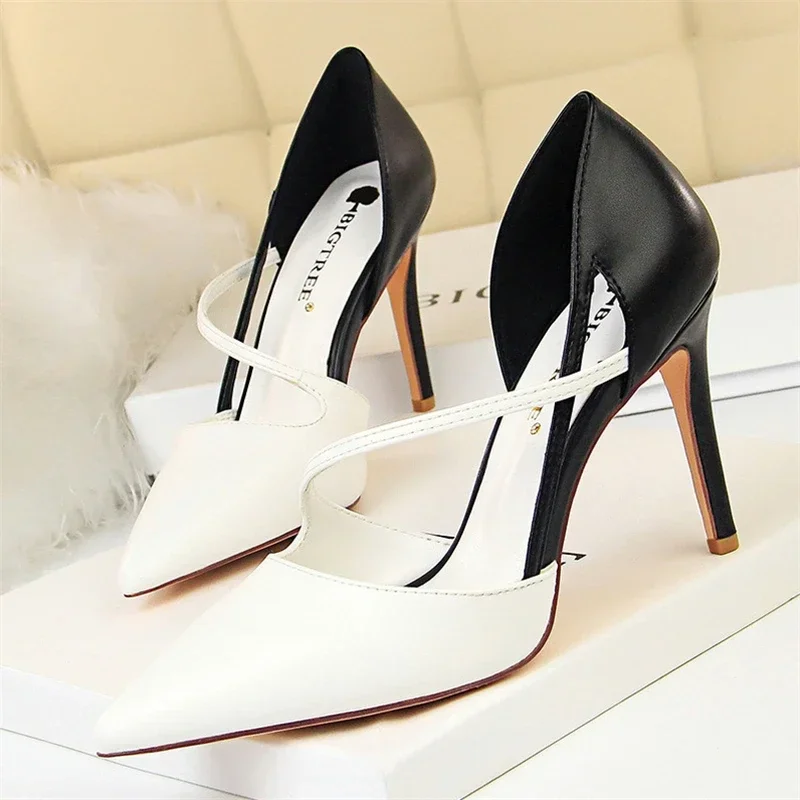 BIGTREE Fashion Designer Sweet Pointed Women Pumps Sexy Party Shoes Stripper Hollow Out Stiletto High Heel Sandals