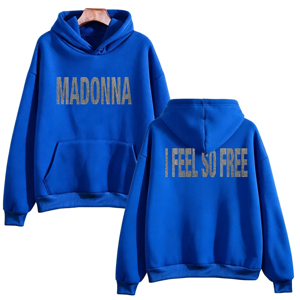 �I Feel So Free“-Kapuzenpullover mit grafischem Aufdruck, Madonna-Merchandise, Sweatshirts im Vintage-Stil für Damen und Herren, lockerer, lässiger Pullover mit Kapuze. – Detail 7