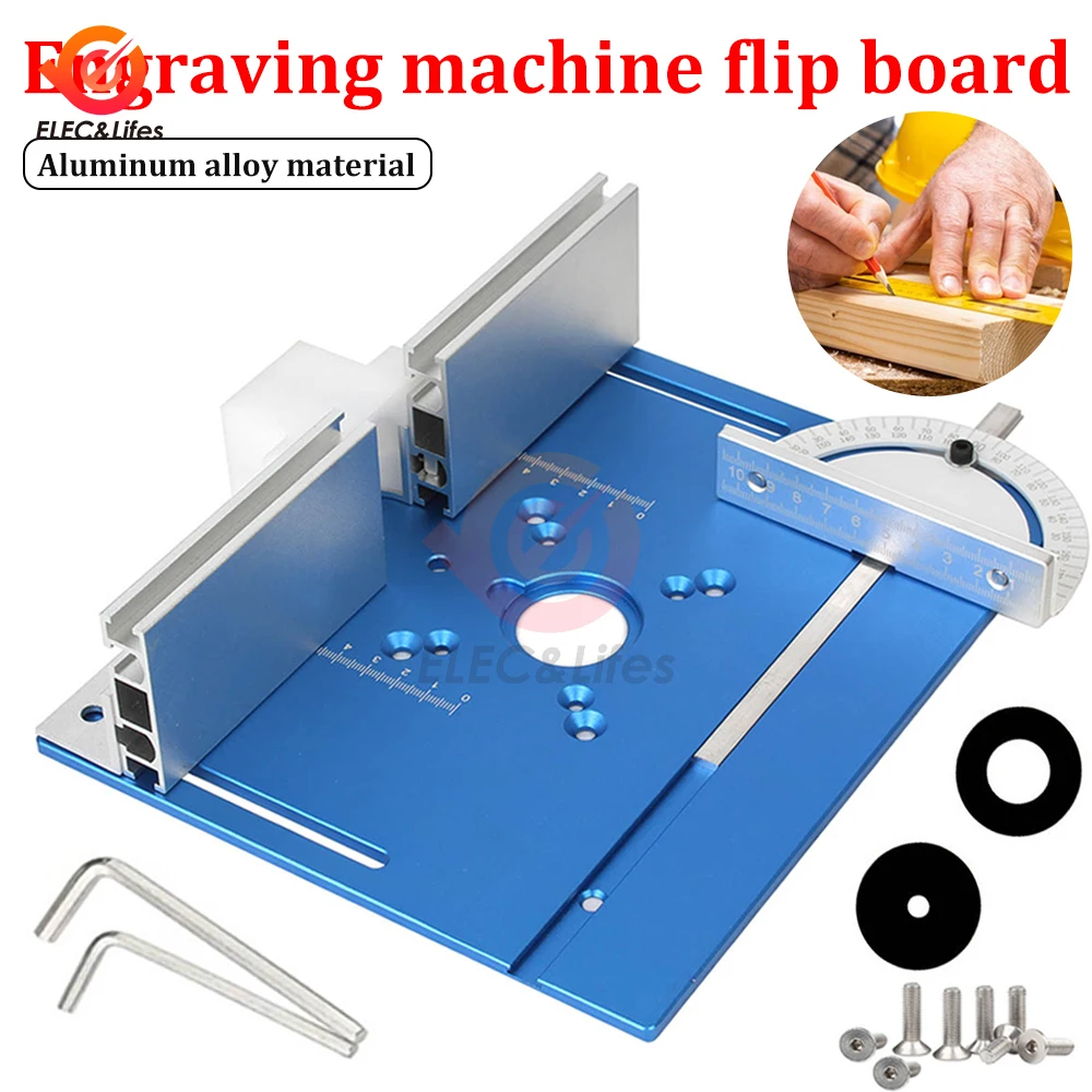 Aluminium Router Table Insert Plate Woodworking Trimmer Electric Wood Milling Flip Plate With Miter Gauge for DIY Working Benche