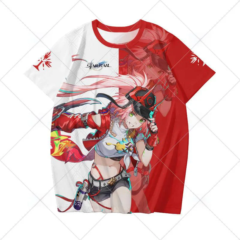 Anime Honkai Star Rail Rappa Cosplay T-Shirt Cool Summer Rappa Short Sleeve Tops Streetwear Sport Suit Tee Shirt