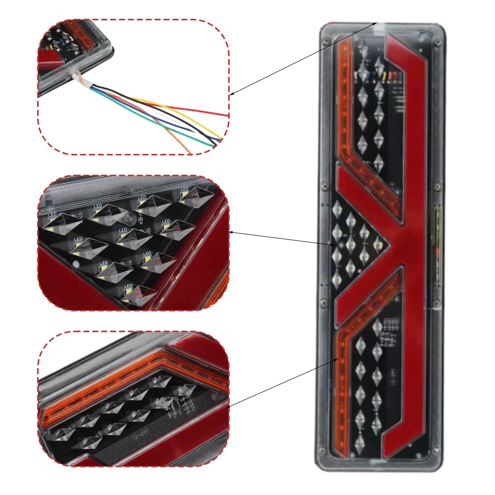 الخلفية شاحنة مقطورة أضواء خلفية سيارة RV فان تتدفق بدوره مصباح إشارة النهار تشغيل مؤشر مقاوم للماء الفرامل وقف عكس مصباح #6
