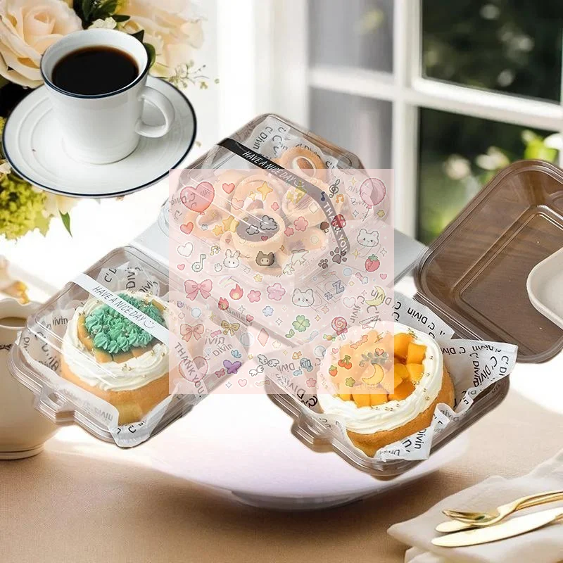 10/50Pcs Kitchen Baking Utensils Clear Clamshell Plastic Bento Cake Box V2 Aesthetic Tiramisu Packaging Box