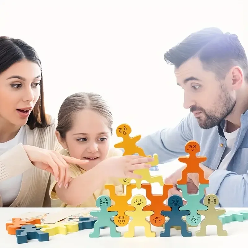 Houten leuke puzzel bordspel balansspeelgoed, hands-on balanstraining speelgoed, ouder-Youngsters interactieve schurk Domino