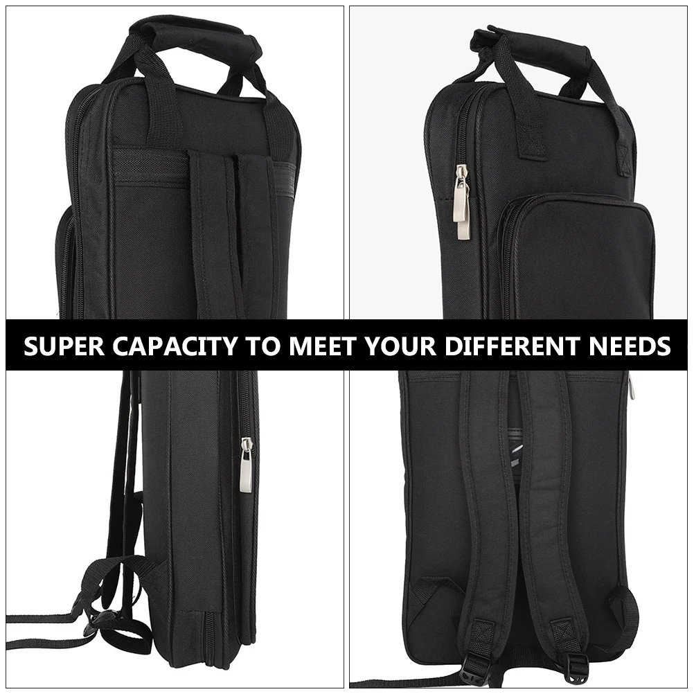 

Drumming Stick Storage Bag Hanging Drumstick Holder Percussion Backpack Black Travel